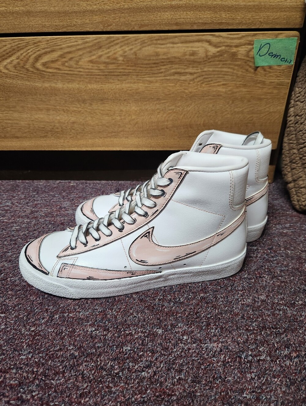 Nike Women’s High-Top Sneakers in White with Blush Accents